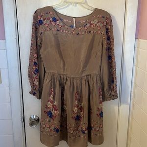 Free People Fitted Bodice Dress Partial lining Side Zip Sz 2